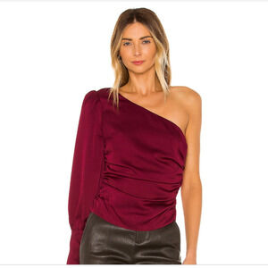 NWT Revolve L'Academie The Feline Ruched Ruched Top in Rumba Red - Size Small